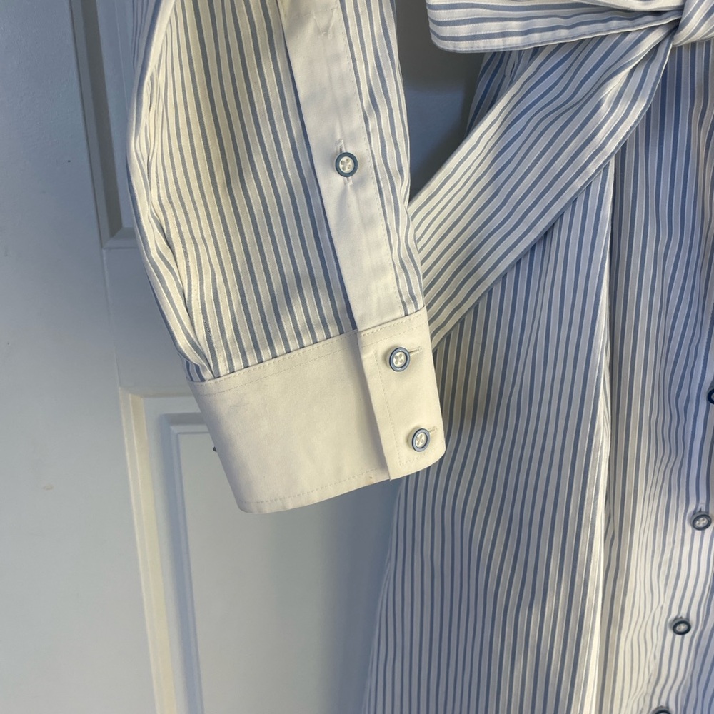 Brooks Brothers Blue and White Striped Long Sleeve Shirt Dress - Picture 3 of 4